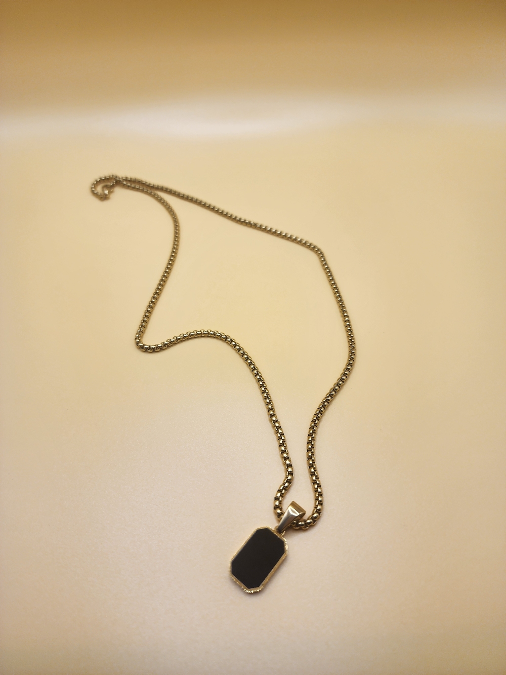 Gold Chain Necklace with Black Pendant